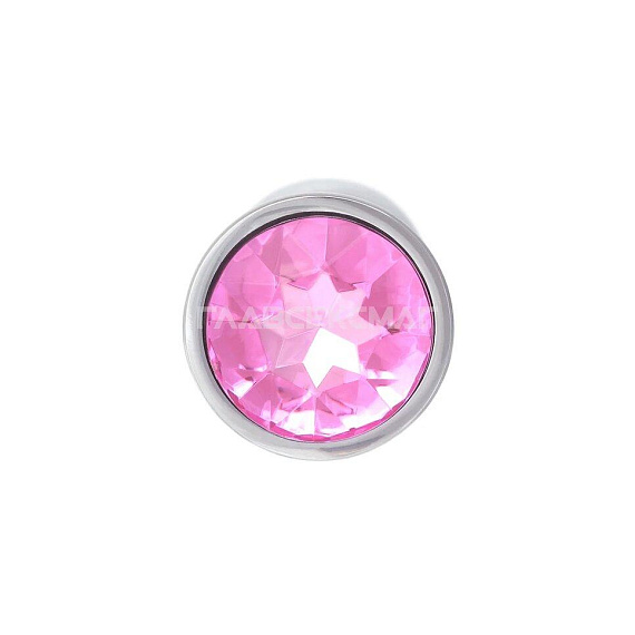 Серебристая анальная втулка с розовым кристаллом в основании - 7 см. от Intimcat
