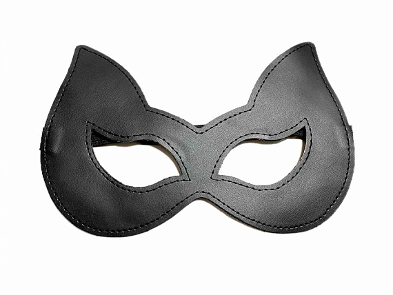 Черная лаковая маска с ушками из эко-кожи - искусственная кожа