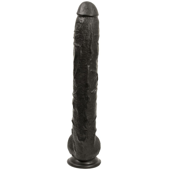 Черный длинный фаллоимитатор с мошонкой Dick Rambone Cock - 42,4 см. Doc Johnson