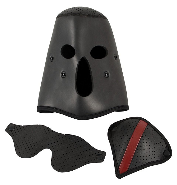 Черная маска-шлем с перфорацией - 100% полиамид
