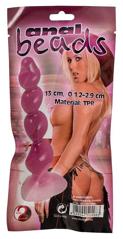 Фиолетовый анальный стимулятор-ёлочка Anal Beads - 13 см. от Intimcat