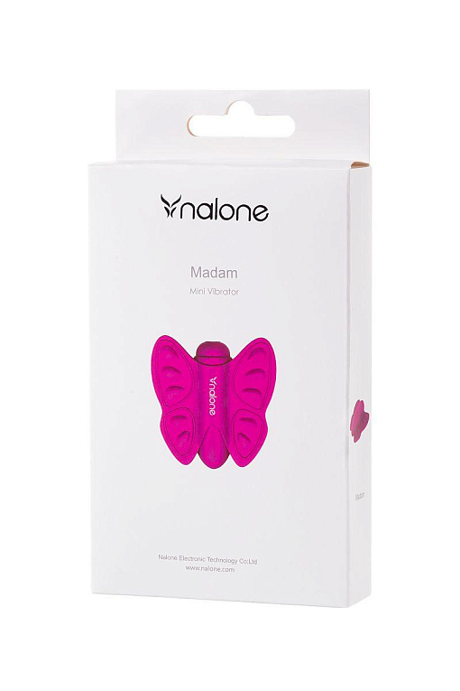 Розовый клиторальный стимулятор-бабочка Madam Nalone