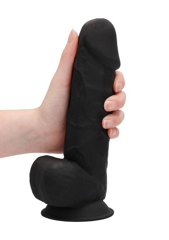 Черный фаллоимитатор Realistic Cock With Scrotum - 21,5 см. - фото 6