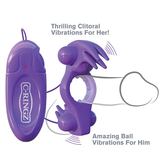 Фиолетовое эрекционное кольцо с вибрацией Wonderful Wabbit - термопластичная резина (TPR)