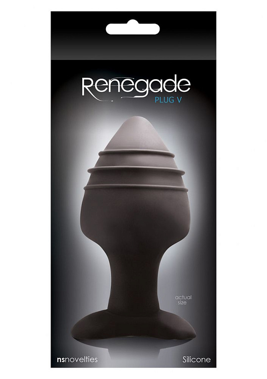 Большая черная анальная пробка RENEGADE PLUG 5 - 12 см. - силикон
