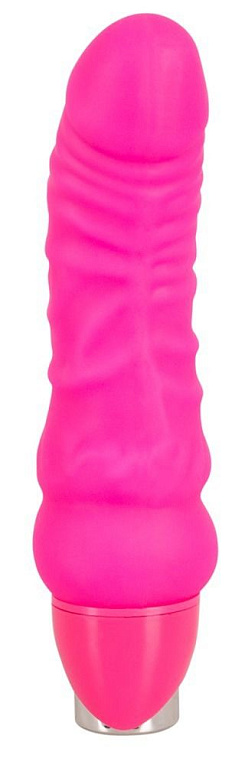 Ярко-розовый вибратор Joy - 18,5 см. - силикон