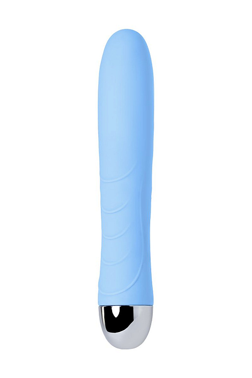 Голубой силиконовый вибратор с функцией нагрева и пульсирующими шариками FAHRENHEIT - 19 см. от Intimcat