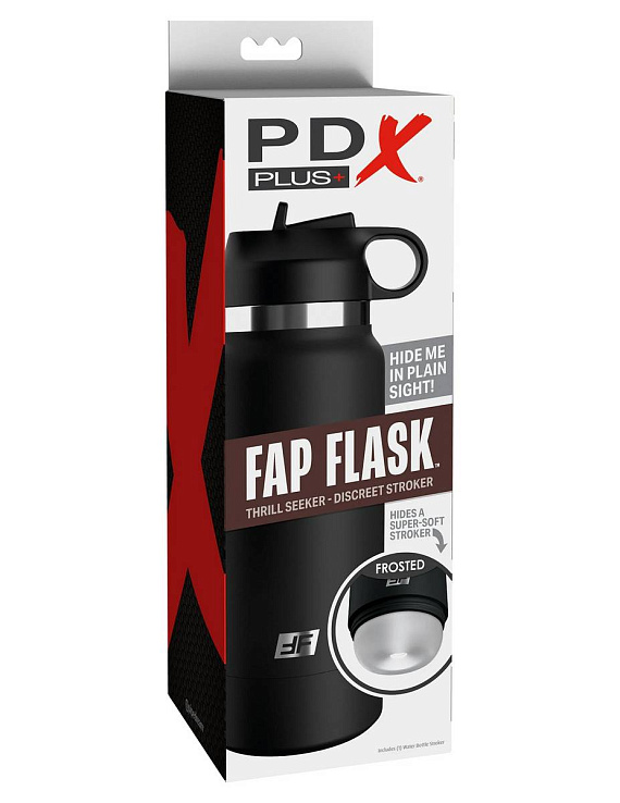 Черный мастурбатор в виде бутылки Fap Flask - анодированный пластик, TPE