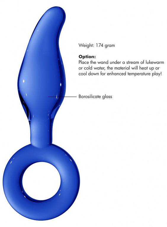 Синий анальный стимулятор Gripper - 17 см. - стекло