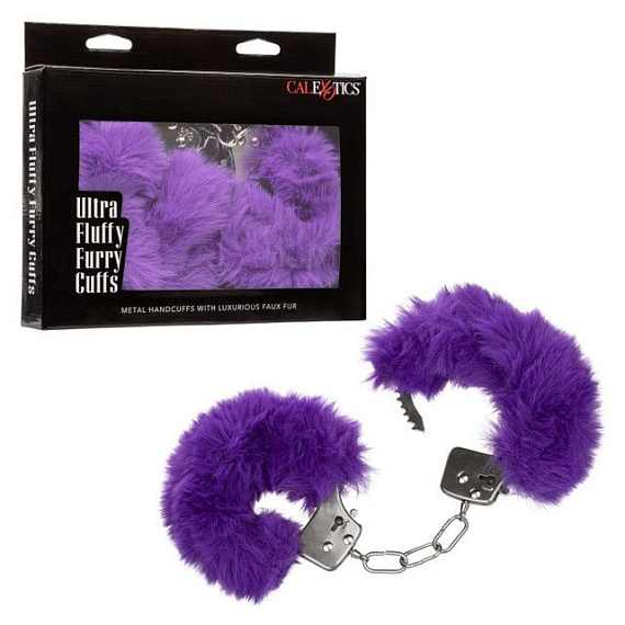 Металлические наручники с фиолетовым мехом Ultra Fluffy Furry Cuffs - металл, мех