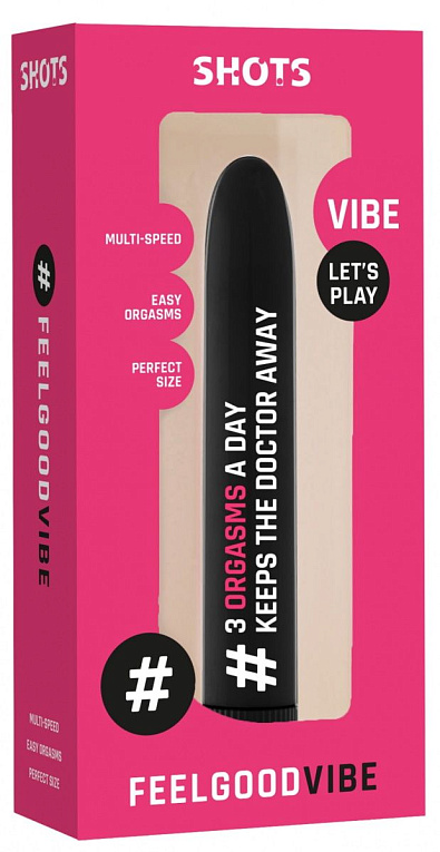 Черный гладкий вибромассажер Feelgood Vibe #3 orgasms a day - 17,2 см. - анодированный пластик (ABS)