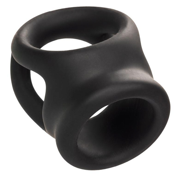 Черное тройное эрекционное кольцо Alpha Liquid Silicone Dual Cage   Ring - фото 5