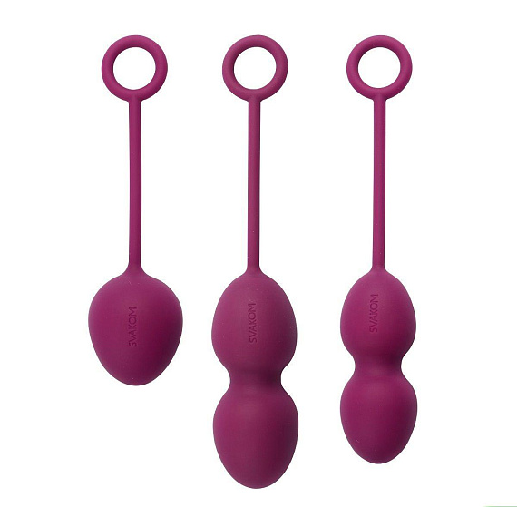 Набор фиолетовых вагинальных шариков Nova Ball со смещенным центром тяжести - силикон