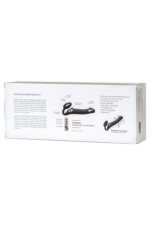 Черный безремневой вибрострапон Vibrating Bendable Strap-On - size L - фото 10