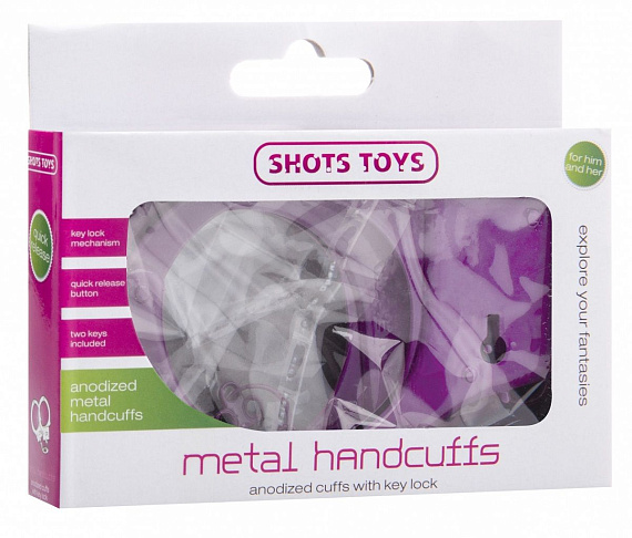 Фиолетовые металлические  наручники SHOTS TOYS Purple - металл