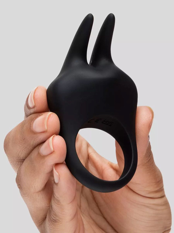 Черное эрекционное виброкольцо Sensation Rechargeable Vibrating Rabbit Love Ring от Intimcat