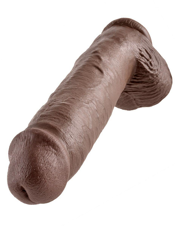 Коричневый фаллоимитатор-гигант на присоске 11  Cock with Balls - 28 см. от Intimcat