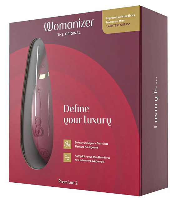 Бордовый клиторальный стимулятор Womanizer Premium 2 - фото 6