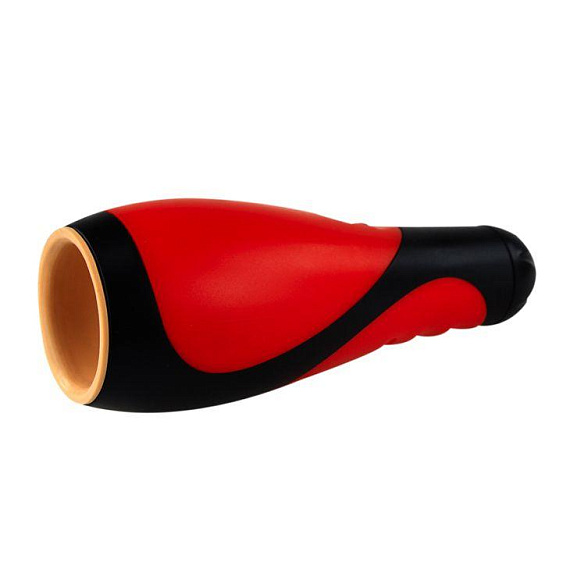 Красно-чёрный мастурбатор Oral Sex Lover с 30 видами вибрации - Термопластичная резина (TPR)