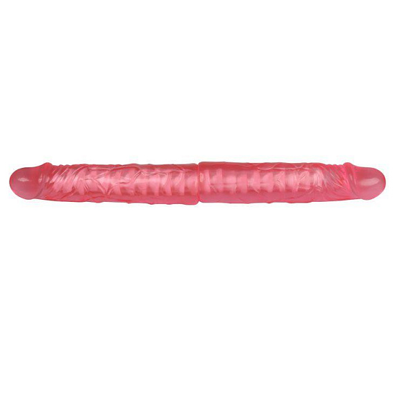 Розовый двухголовый гнущийся фаллоимитатор - 36 см. - Термопластичная резина (TPR)