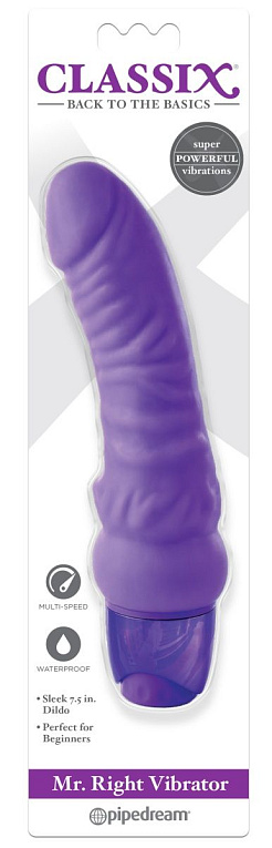 Фиолетовый вибромассажер Classix Mr. Right Vibrator - 18,4 см. - термопластичный эластомер (TPE)
