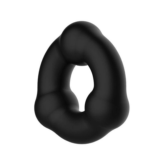 Черное эрекционное кольцо с 3 шариками - силикон