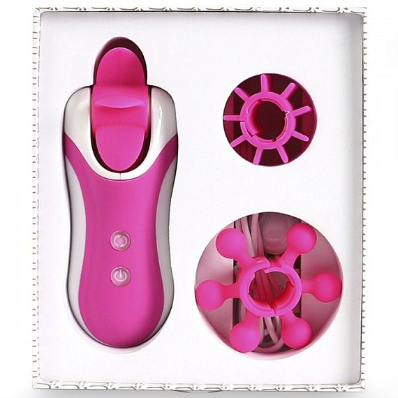 Розовый оросимулятор Clitella со сменными насадками для вращения - фото 5