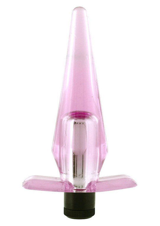 Розовая анальная пробка с вибрацией - 12 см.