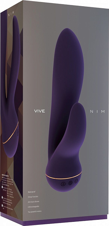 Фиолетовый вибратор Nim с клиторальным отростком - 18,8 см. - силикон