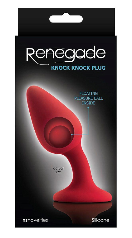 Красная анальная пробка со смещенным центром тяжести Renegade Knock Knock Plug - 11,9 см. - силикон