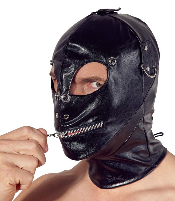 Маска на голову с отверстиями для глаз и рта Imitation Leather Mask - фото 5