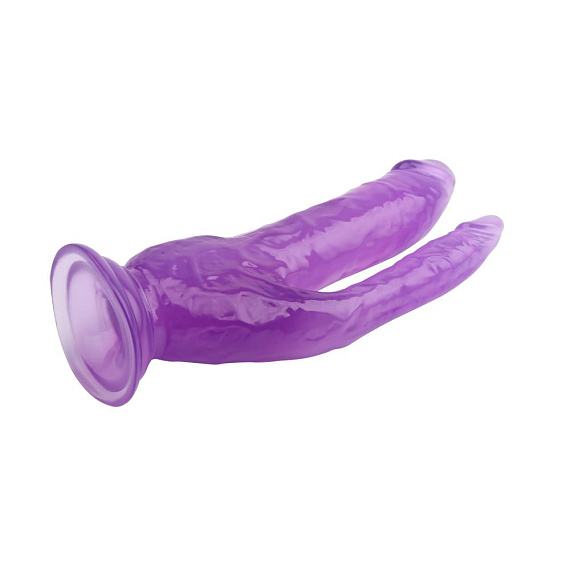 Фиолетовый анально-вагинальный фаллоимитатор - 20 см. - поливинилхлорид (ПВХ, PVC)