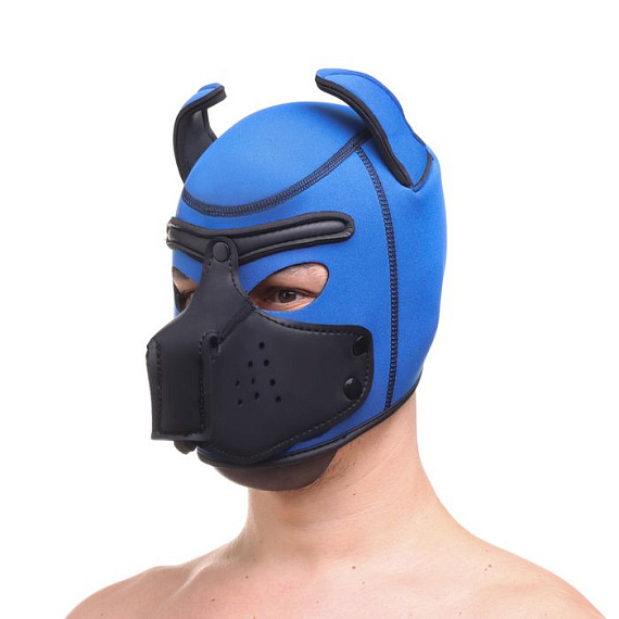 Синяя неопреновая БДСМ-маска Puppy Play - неопрен
