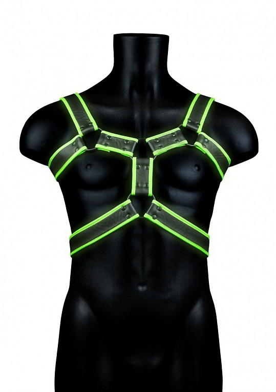 Стильная портупея Body Harness с неоновым эффектом - размер L-XL от Intimcat