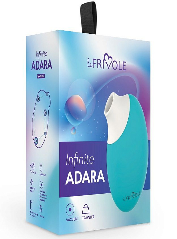 Аквамариновый вакуумный стимулятор клитора Adara - анодированный пластик, силикон