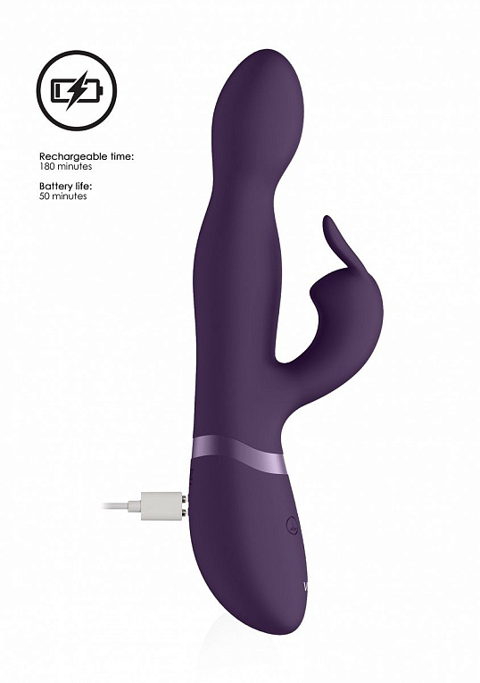 Фиолетовый вибромассажер-кролик Niva - 21,5 см. - силикон