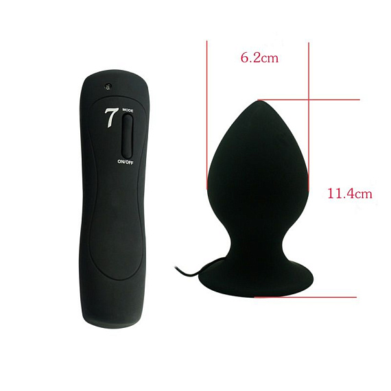Черный виброплаг с выносным пультом Anal Plug XL - 11,4 см. от Intimcat