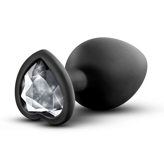 Черная анальная втулка с прозрачным кристаллом Bling Plug Medium - 8,2 см. от Intimcat