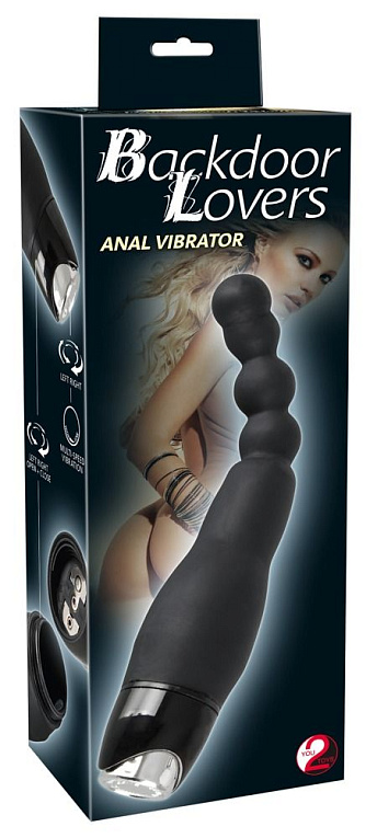 Чёрный анальный вибратор Vibrator with small balls - 22 см. Orion