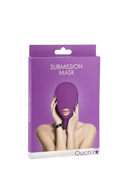 Фиолетовая маска на голову с прорезью для рта Submission Mask - 100% спандекс