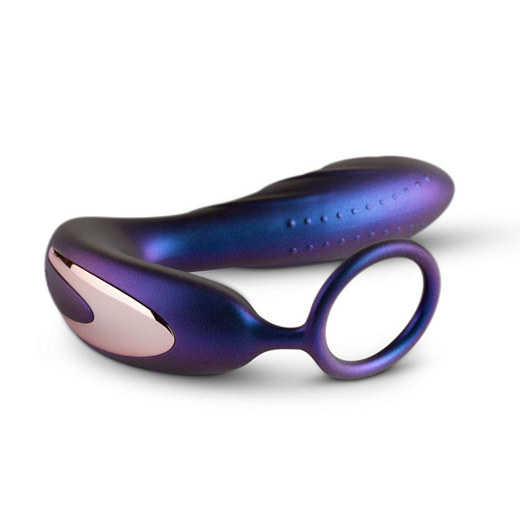 Фиолетовый анальный вибратор с эрекционным кольцом Black Hole - 14,3 см. - анодированный пластик, силикон