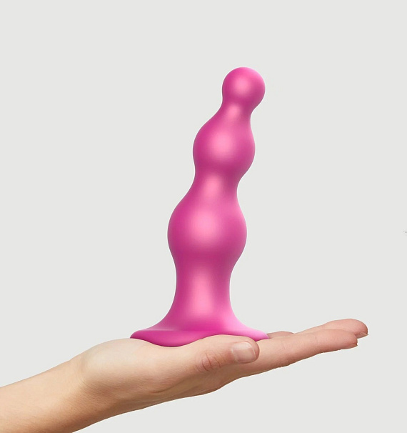 Розовый стимулятор-ёлочка Dildo Plug Beads Framboise Size M - 15 см. - силикон