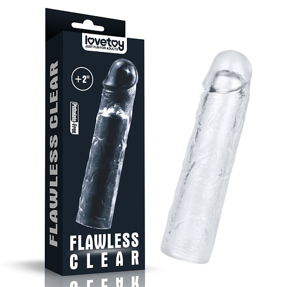 Прозрачная насадка-удлинитель Flawless Clear Penis Sleeve Add 2 - 19 см. - термопластичный эластомер (TPE)