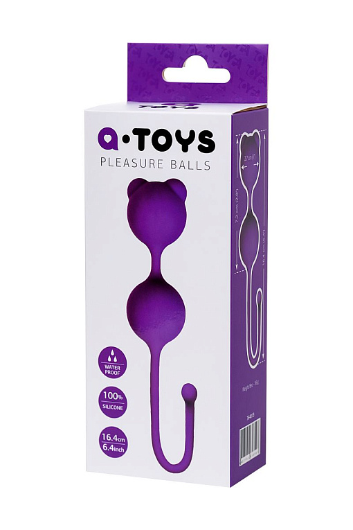 Фиолетовые вагинальные шарики A-Toys с ушками A-toys