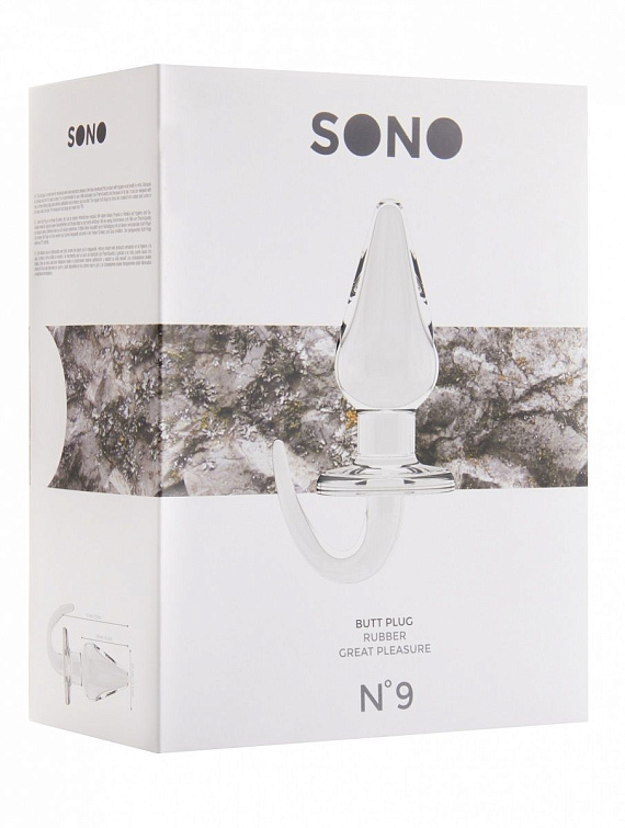 Прозрачная анальная пробка SONO №9 с гибкой ручкой - термопластичная резина (TPR)