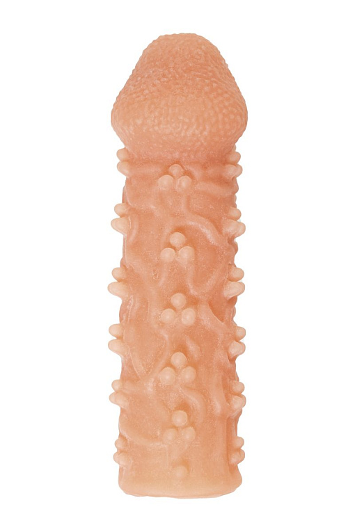 Телесная закрытая насадка с пучками шишечек Cock Sleeve 009 Size M - 15,6 см. от Intimcat