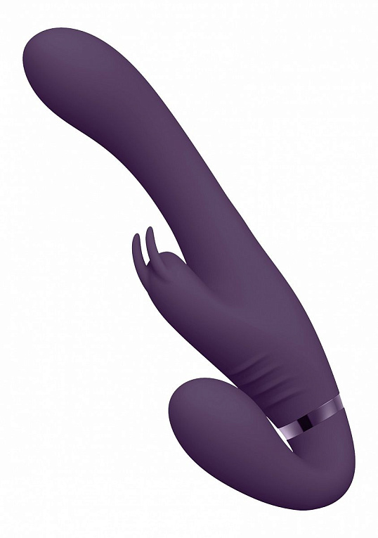 Фиолетовый безремневой вибрострапон Suki со стимулятором клитора - 22 см. - фото 5