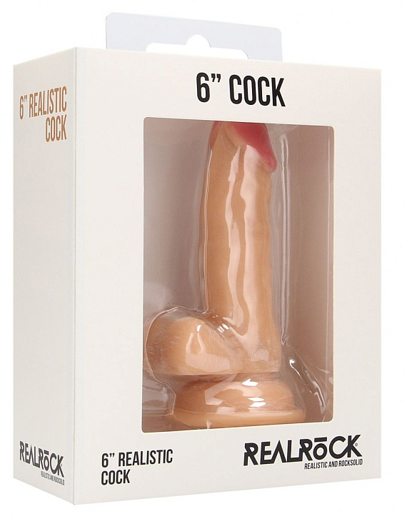 Телесный фаллоимитатор Realistic Cock 6  With Scrotum - 15 см. - термопластичная резина (TPR)