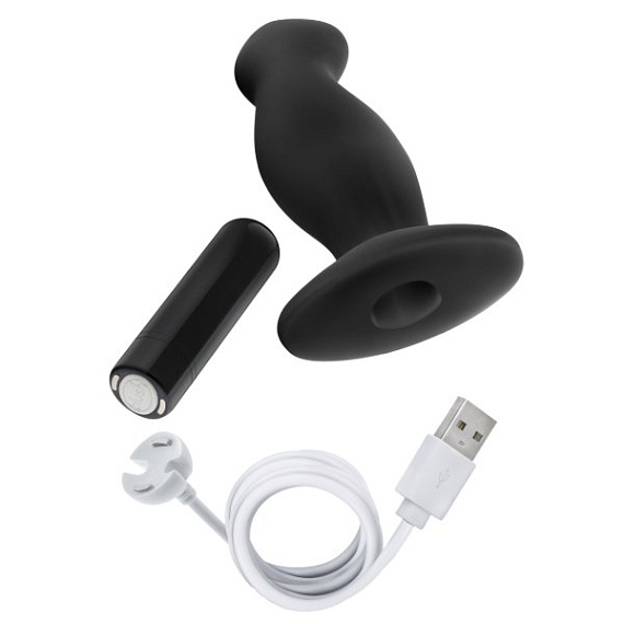 Черный анальный вибромассажёр Silicone Vibrating Prostate Massager 02 - 10,8 см. - фото 7