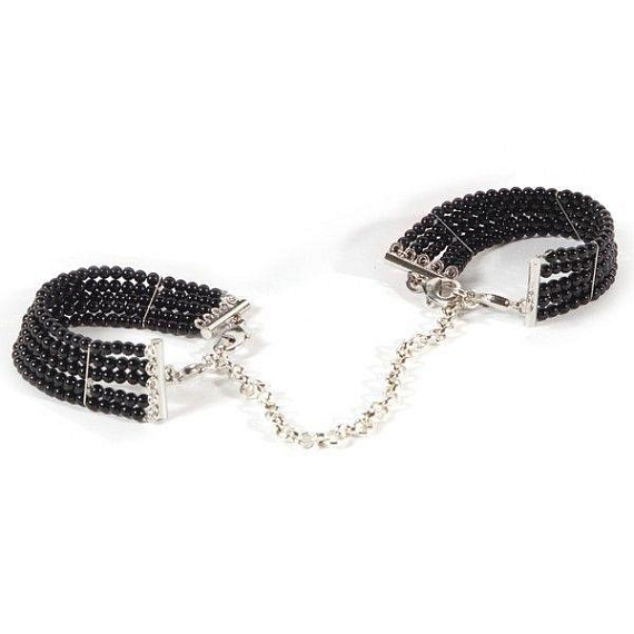 Чёрные дизайнерские наручники Plaisir Nacre Bijoux - металл